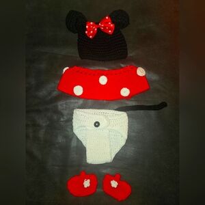 Handmade Crocheted Baby Minnie Mouse Halloween Costume Outfit